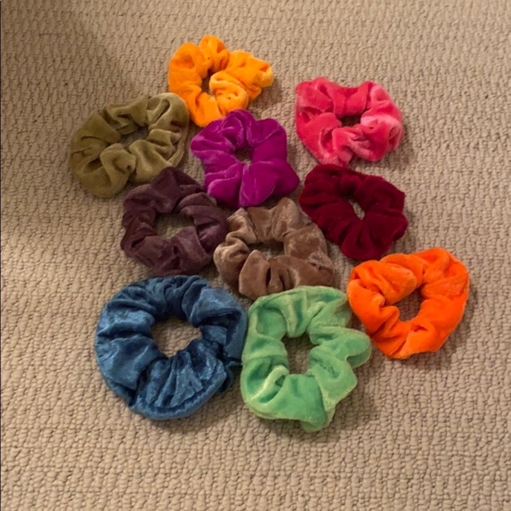 Ten Pack Of Brand New Velvet Scrunchies
